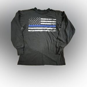 Rothco Black Thin Blue Line Longsleeve - Size Medium